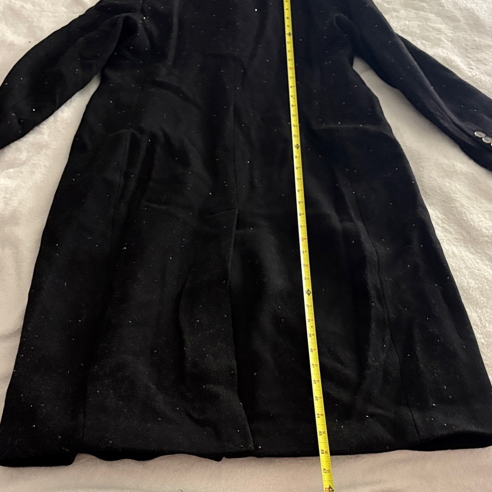 Dkny Black Long Trench Coat with Subtle Sparkle - Picture 6 of 7
